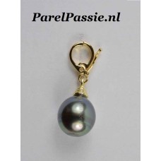 Tahiti parelhanger aanhanger cliphanger 12x14 mm zoutwaterparel, 925 zilver verguld  y