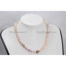 Tahiti parel 10-11mm in parel collier AA meerkleurig roze 8mm - 10mm 925 slot ..