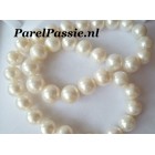 Parelcollier met gouden bolslot wit 10-12mm 14k 41cm - 45cm op maat geknoopt   y