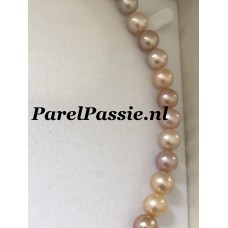 Roze zoetwater parels collier ronde 11mm -12mm maatservice max. 45 cm zilver ..