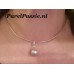 Ketting met roze zoetwaterparel  aan cliplhanger 11mm  ketting zilver42cm, 925  y