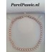 Roze parelcollier met gouden slot 14k 8mm zoetwater ca. 42 cm  48cm optie of pareloorbellen  y