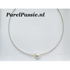 Modern parelsieraad Zuidzee zoutwaerparel 10.8mm zilveren choker 41cm  y