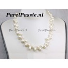 Witte parelketting grote druppel barok zoetwaterparels max. 47cm gratis op maat service  y