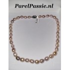 Roze / lila zoetwater parelketting druppel parels  y