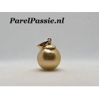 Gouden hanger voor grotere parel  met parelschotel van 7mmaan 14k 585   y