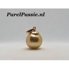 Gouden hanger voor grotere parel  met parelschotel van 7mmaan 14k 585   y